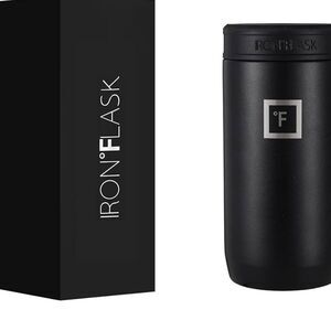 Iron Flask slim can cooler in midnight black, 12 oz.
